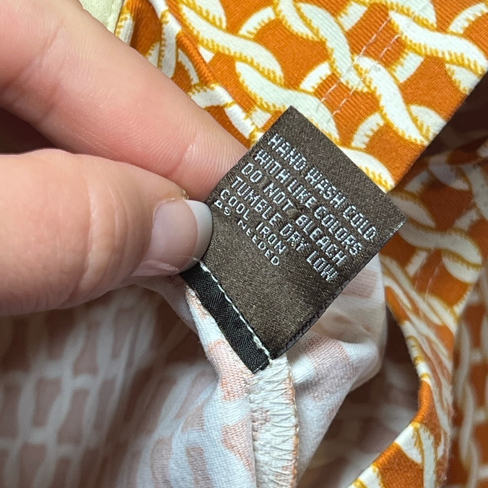 J. MCLAUGHLIN • ORANGE & CREAM CHAIN BLOUSE • EUC - Picture 7 of 7